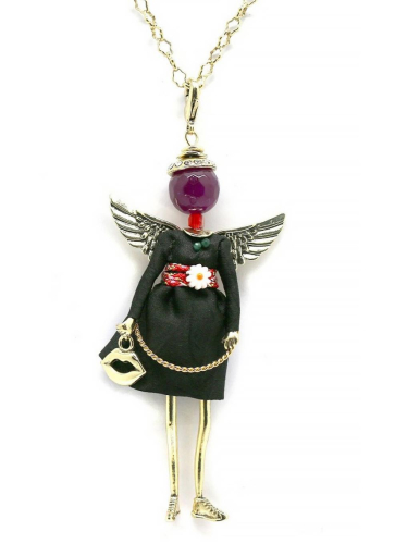 Фото Подвеска Miamelie кукла Изабель с крыльями в черном