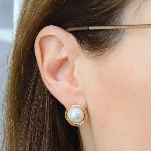 Серьги WHITE PEARL Fiore Luna ACE29685-01 G