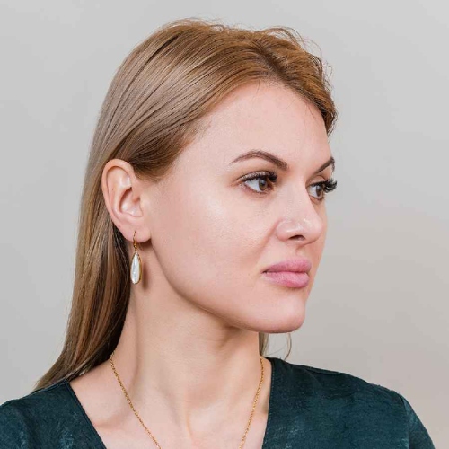 Фото Серьги Капля SHELL WHITE Art Deco Fiore Luna AE01376-14 BW/G
