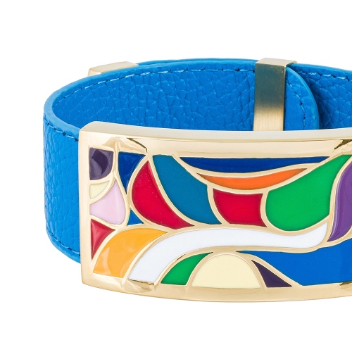 Браслет на голубом кожаном ремешке Fiore Luna CB13600-13