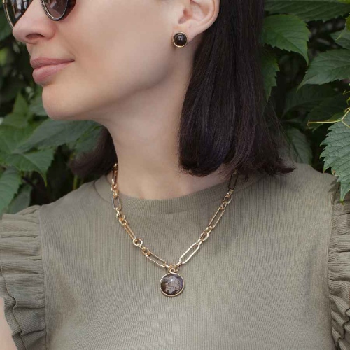 Фото Колье COFFE AGATE Elegia Fiore Luna LN5148 BR/G