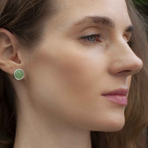 Фото Пусеты GREEN AVENTURINE Elegia Fiore Luna LE1109 G/S