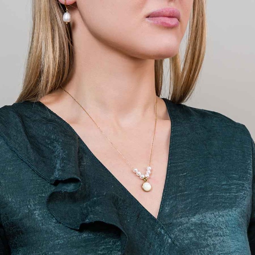 Фото Колье SHELL WHITE Art Deco Fiore Luna BP03172-1 BW/G