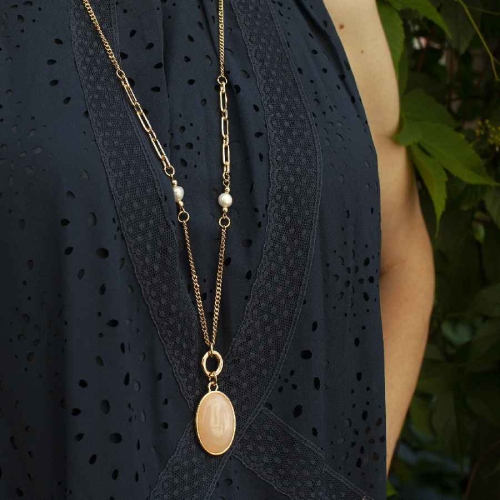 Колье ROSE QUARTZ Fiore Luna LN5154 R/G
