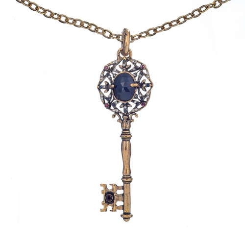Фото Колье Alcozer&J ключ сапфир гранат Swarovski жемчуг  AL2406-C128FE23