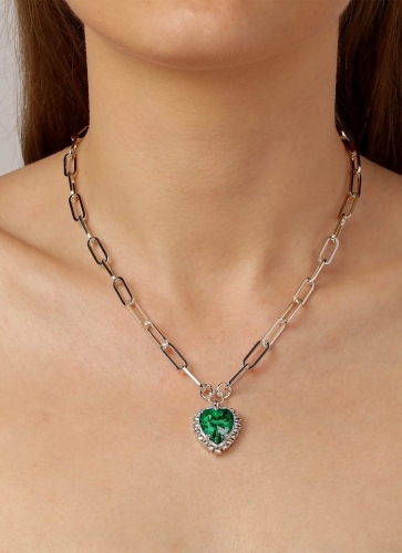 Фото Колье SIMONA SS EMERALD GREEN / CRYSTAL Dyrberg Kern 430021