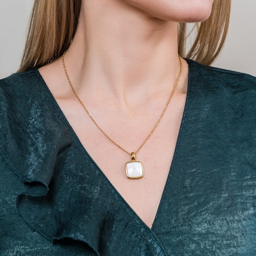 Фото Колье Куб SHELL WHITE Art Deco Fiore Luna BP02914-2 BW/G