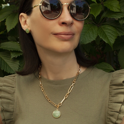 Фото Пусеты GREEN AVENTURINE Elegia Fiore Luna LE1109 G/G