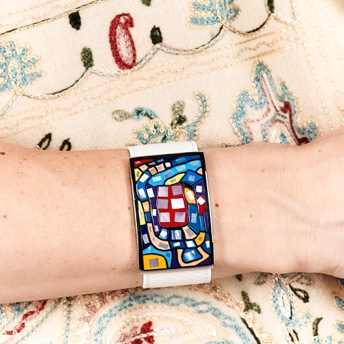 Браслет на белом кожаном ремешке Fiore Luna CB00100-1