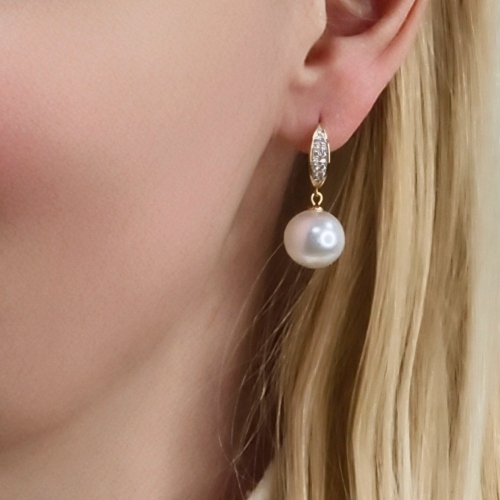 Серьги WHITE PEARL Fiore Luna ABE25386-02 G