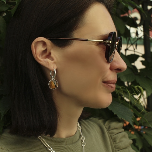 Фото Серьги TIGER EYE Elegia Fiore Luna LE1120 BR/S