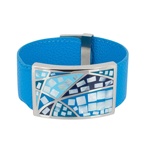 Браслет на кожаном голубом ремешке Fiore Luna CB01156-4 BL/S