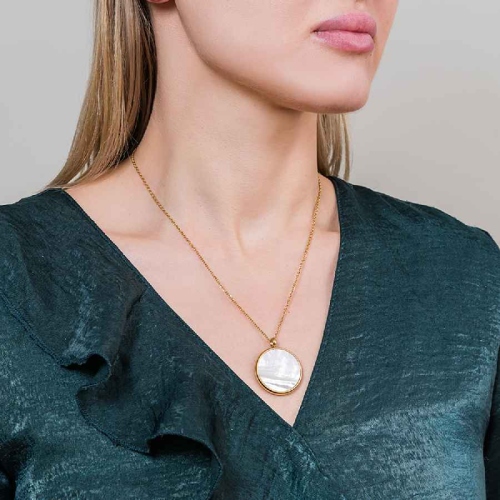 Фото Колье SHELL WHITE Art Deco Fiore Luna BP01734-3 BW/G