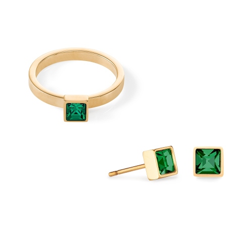 Фото Серьги Dark Green-Gold Coeur de Lion 0501/21-0549