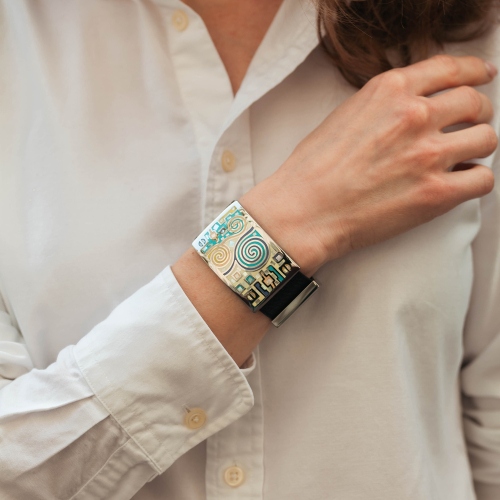 Браслет на кожаном черном ремешке Fiore Luna CB01319-9 M/S