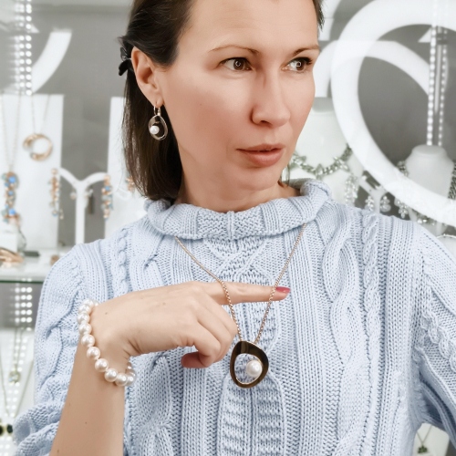 Серьги WHITE PEARL Fiore Luna ABE31545-02 G