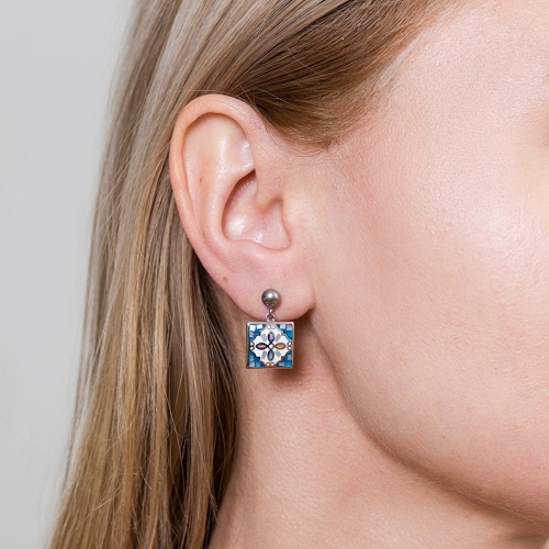Фото Серьги ENAMEL MIX Art Deco Fiore Luna AE03194-2 M/S
