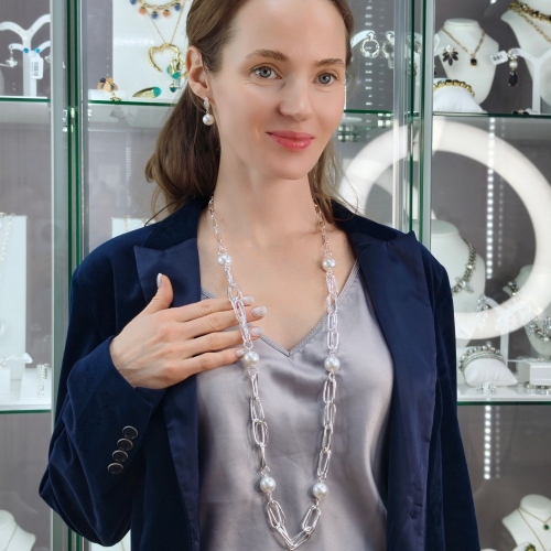 Серьги WHITE PEARL Fiore Luna ABE25386-03 S