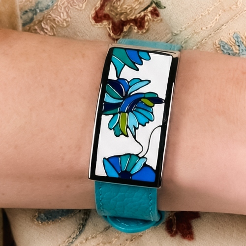 Браслет на бирюзовом кожаном ремешке Fiore Luna CB13599-4A