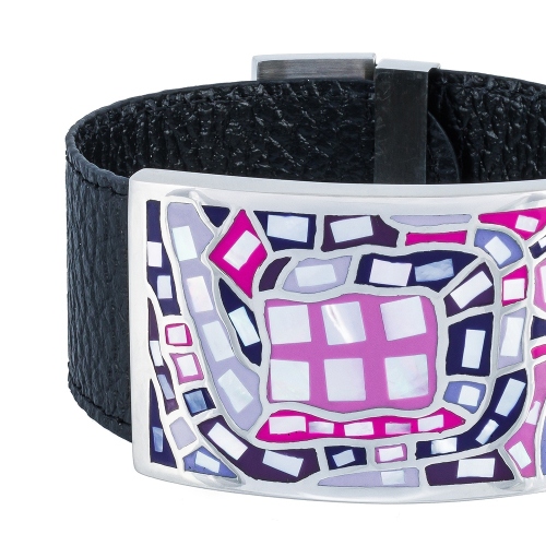 Браслет на черном кожаном ремешке Fiore Luna CB00100-5