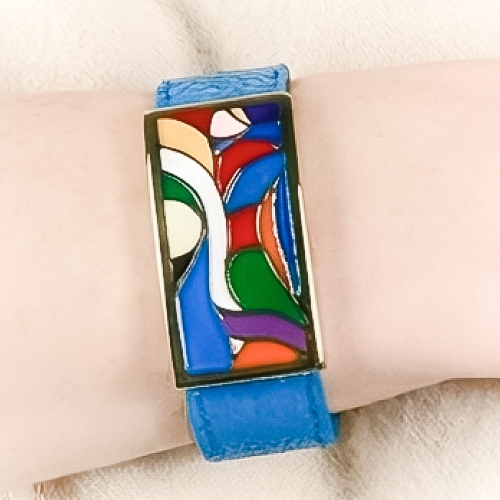 Браслет на голубом кожаном ремешке Fiore Luna CB13600-13