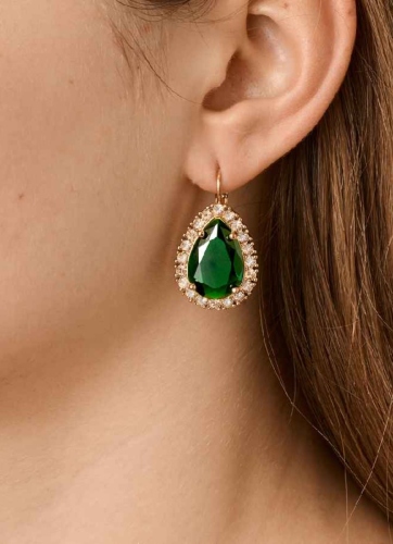 Фото Серьги FIORA SG EMERALD GREEN/GOLDEN Dyrberg Kern 450076