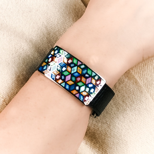 Браслет на черном кожаном ремешке Fiore Luna CB13209-6