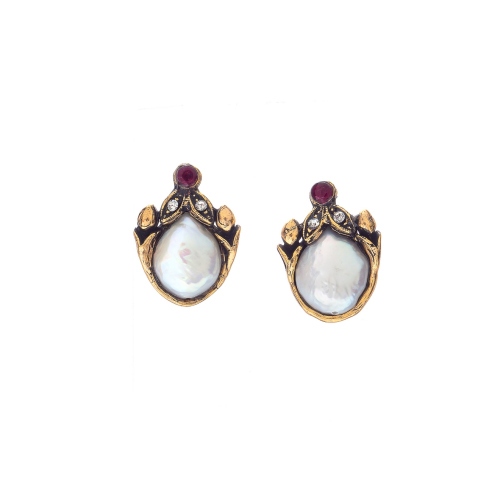 Фото Серьги Alcozer&J жемчуг гранат кристаллы Swarovski  AL2502-O78IM24