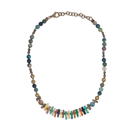 Фото Колье Alcozer&J сердолик нефрит агат яшма Swarovski  AL-C68AW24-R