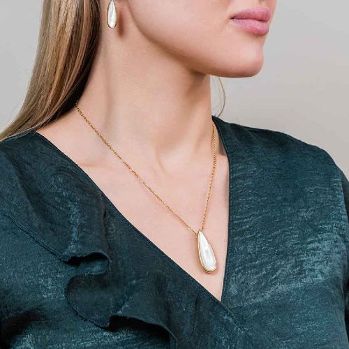 Фото Колье Капля SHELL WHITE Art Deco Fiore Luna BP01376-14 BW/G