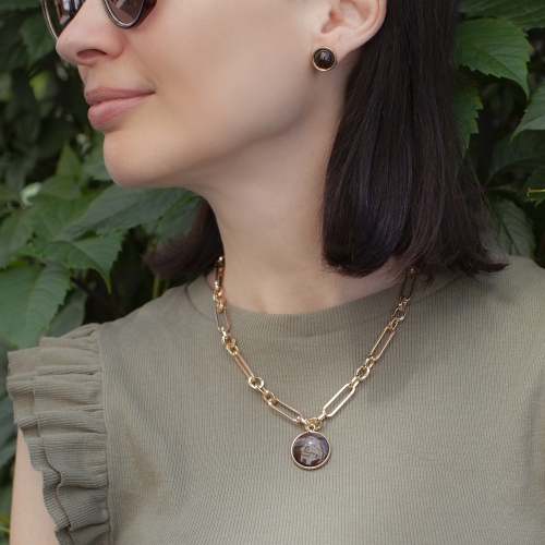 Фото Пусеты TIGER EYE Elegia Fiore Luna LE1110 BR/G