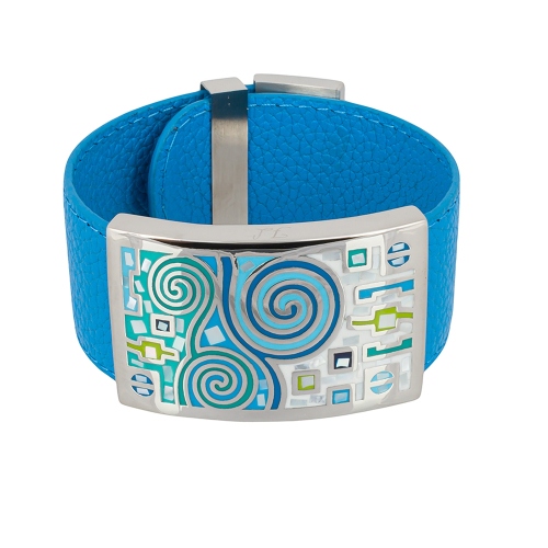 Браслет на кожаном голубом ремешке Fiore Luna CB01319-13 BL/S