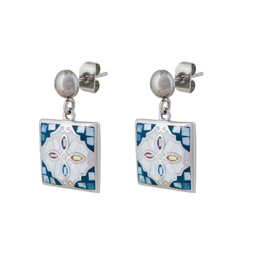 Фото Серьги ENAMEL BLUE Art Deco Fiore Luna AE03194-4 M/S