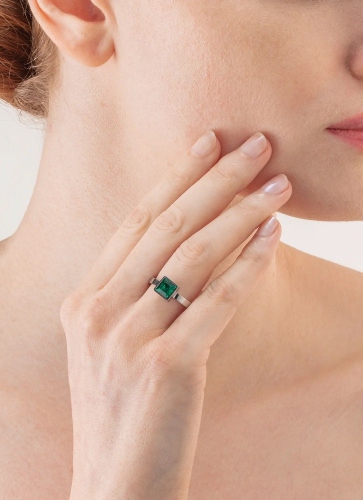 Фото Кольцо Dark Green-Silver Coeur de Lion 0500/40-0548 60