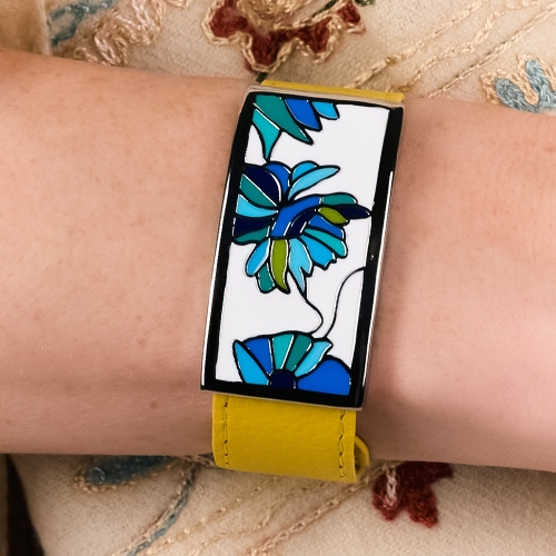 Браслет на желтом кожаном ремешке Fiore Luna CB13599-2A