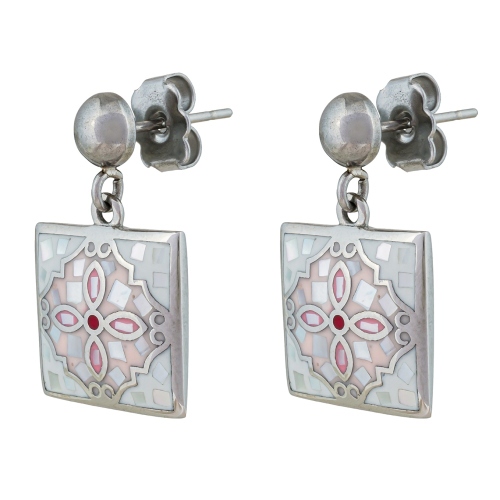 Фото Серьги ENAMEL ROSE Art Deco Fiore Luna AE03194-3 R/S