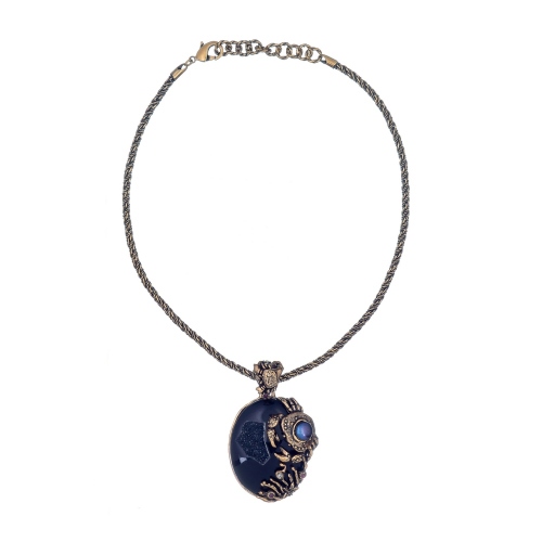 Фото Колье Alcozer&J друза агата,жемчуг,рубин,крист.Swarovski  AL-C168CH22