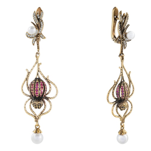 Фото Серьги Ragno Art Nouveau Fiore di Firenze OR0107 GRANAT/OLIVE