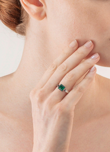 Фото Кольцо Dark green-silver 18 мм Coeur de Lion 0500/40-0548 56