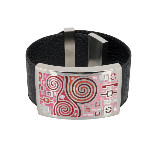 Браслет на кожаном черном ремешке Fiore Luna CB01319-11 R/S