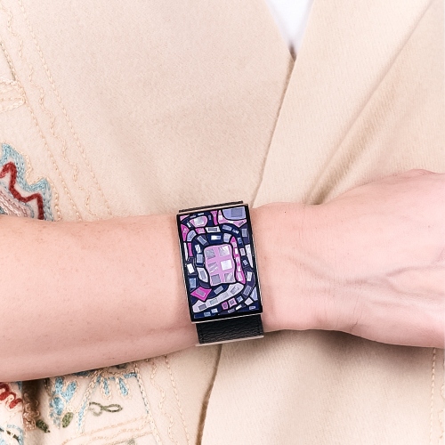 Браслет на черном кожаном ремешке Fiore Luna CB00100-5