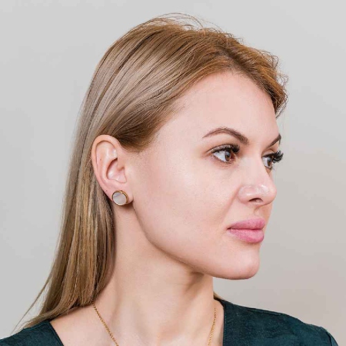 Фото Пусеты SHELL WHITE Art Deco Fiore Luna AE01734-3 BW/G