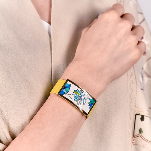 Браслет на желтом кожаном ремешке Fiore Luna CB13599-2