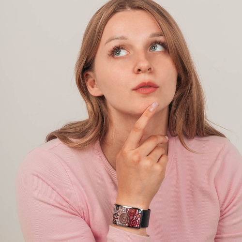 Браслет на кожаном черном ремешке Fiore Luna CB01319-11 R/S