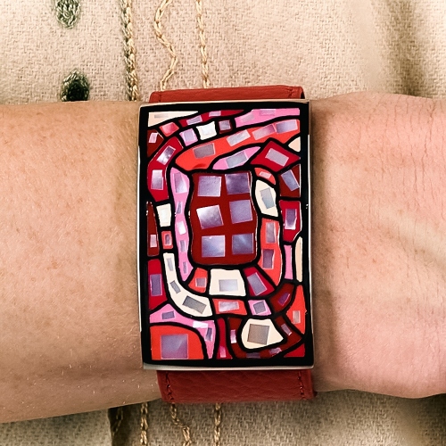 Браслет на красном кожаном ремешке Fiore Luna CB00100-7