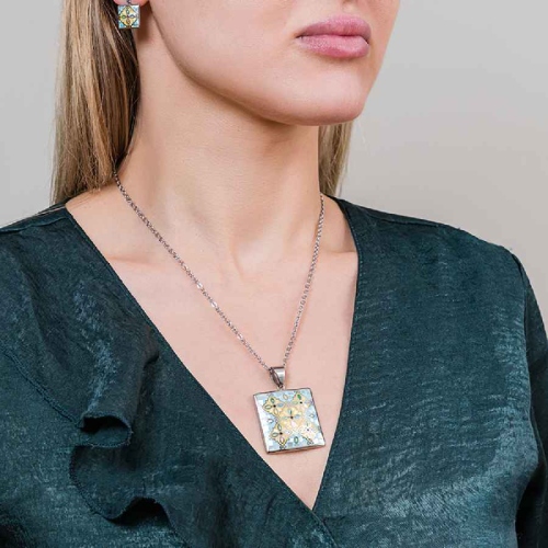 Фото Колье ENAMEL MIX Art Deco Fiore Luna BP03194-2 M/S