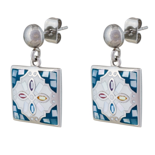 Фото Серьги ENAMEL MIX Art Deco Fiore Luna AE03194-2 M/S