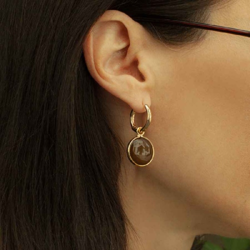 Фото Серьги TIGER EYE Elegia Fiore Luna LE1120 BR/G