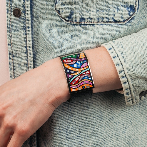 Браслет на кожаном черном ремешке Fiore Luna CB00230-16 M/S