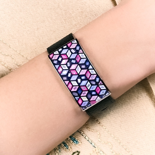 Браслет на черном кожаном ремешке Fiore Luna CB13209-7